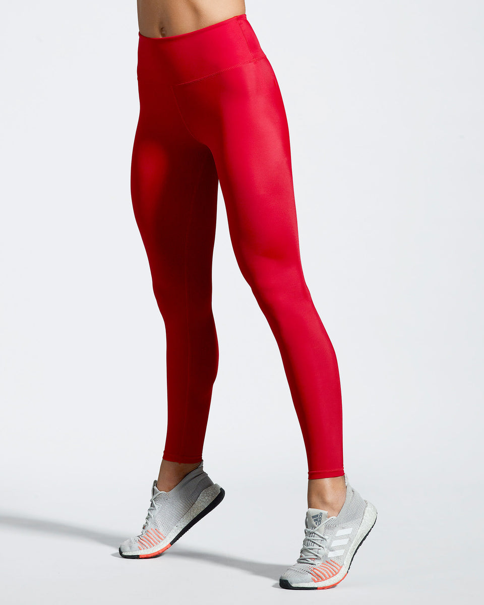 German girl in red TEVEO Gym Leggings - Spandex, Leggings & Yoga